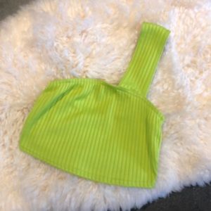 Neon green one shoulder crop top